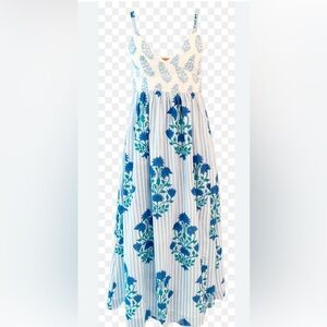 Oliphant Maxi Wrap Dress Sleeveless Jaipur Blue Stripe Size XS NWT